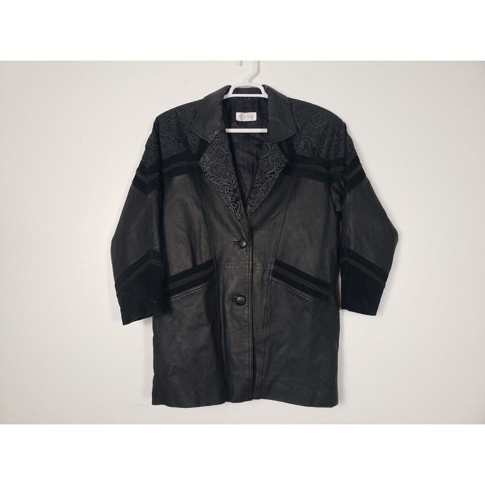 (F5) Silverleaf Coat Womens Leather Jacket Size S Suede Paisley Western Winter